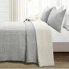 cKing Size 3-Piece Reversible Cotton Yarn Woven Coverlet Set in Grey Cream