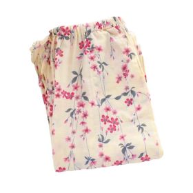 Women Cotton Sakura Pajama Bottoms Loungewear Gauze Pajama Pants Loose Pyjamas, Yellow