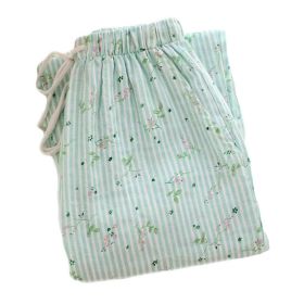 [Aquamarine Stripe] Women Cotton Loose Pyjamas Pants Pajama Bottoms Loungewear