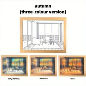 1pc 3D Papercut Night Light, Creative Light Painting Wall Hanging Decoration Table Lamp Trinket Led Small Night Light Birthday Gift (style: Autumn, size: Large Size)