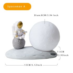 1pc Sitting Astronaut & Moon Night Light; Bedroom Sleep Light; Romantic Birthday Gifts; Bedside Table Lamp; Rechargeable Dimmable Atmosphere Night Lig (Items: Astronaut With Golden Helmet & Moon Lamp A)