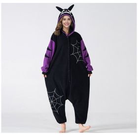 Halloween Autumn Winter Polar Fleece One-piece Pajamas Hoodie Cosplay Jumpsuits Adult Performance Clothes Festival Holiday Party (Color: Purple, size: M)