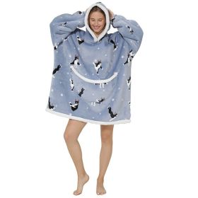 Adult Hooded Animal Fleece Warm Pajamas Flannel Blanket Nightgown Women Pullover Sweater Soft Comfortable Spring Autumn Winter (Color: 6, size: One Size)
