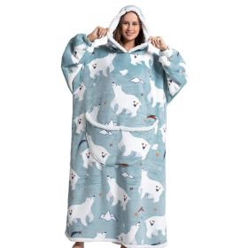 Adult Thick Hooded Animal Nightgown Women Flannel Pajama Fleece Warm Blanket Cute Pullover Soft Comfortable Spring Autumn Winter (Color: 1, size: One Size)