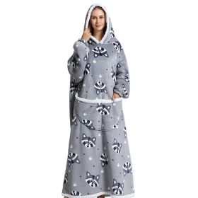 Adult Thick Hooded Animal Nightgown Women Flannel Pajama Fleece Warm Blanket Cute Pullover Soft Comfortable Spring Autumn Winter (Color: 5, size: One Size)