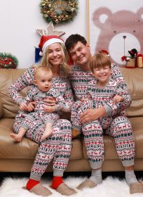 Christmas New year's parent-child outfit family outfit spring and autumn new parent-child home clothes suit pajamas (Color: Picture Color, size: Baby 18M)