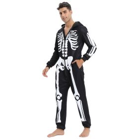 Men's Casual One-Piece Loungewear Hooded Pajamas Long Fashion Pattern Loungewear (size: M)