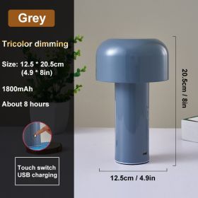 Italian Mushroom Table Lamp Night Light Portable Wireless Touch Rechargeable Desk Light Bedside Table Lamp Bedroom Desktop Decor (Lampshade Color: Grey, Ships From: China)