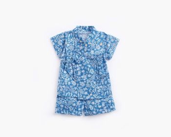 Baby Printed Pattern Belt Design T-Shirt Combo Shorts Japan Style 1-Pieces Sets Pajamas (Size/Age: 100 (2-3Y), Color: Blue)