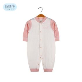Baby Solid Color Pit Strip Fabric Single Breasted Design Cotton Jumpsuit Pajamas (Size/Age: 59 (0-3M), Color: Light Pink)
