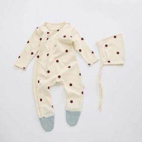 Baby Printed Graphic Side Button Design Long Sleeved Jumpsuit Romper Pajamas With Hat (Size/Age: 90 (12-24M), Color: Light blue)
