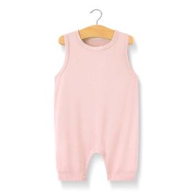 Baby Solid Color Sleeveless Snap Cotton Jumpsuit Pajamas (Size/Age: 73 (6-9M), Color: PINK)