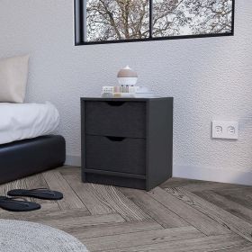 Nightstand Gandu, Two Drawers, Black Wengue Finish (Color: Black)